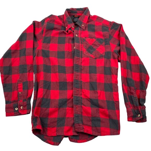 Mossy Oak Mens Flannel Shirt Small Red & Black Plaid Buffalo Plaid - Picture 1 of 7